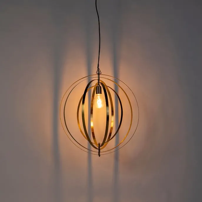 Vintage hanglamp messing draaibaar - Rings