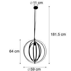 Vintage hanglamp messing draaibaar - Rings