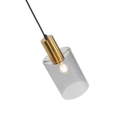 Vintage hanglamp messing met smoke glas - Vidra