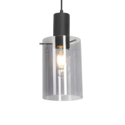 Vintage hanglamp zwart met smoke glas - Vidra