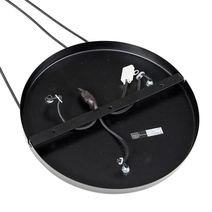 Vintage hanglamp zwart met messing rond 3-lichts - Kayleigh