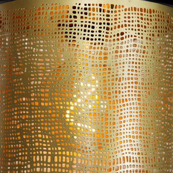 Vintage hanglamp zwart met messing rond 3-lichts - Kayleigh