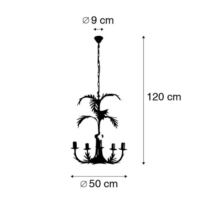 Vintage kroonluchter goud 5-lichts - Botanica