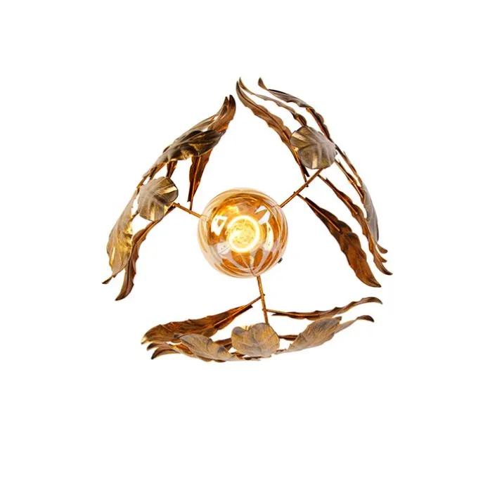 Vintage plafondlamp antiek goud 30 cm - Linden