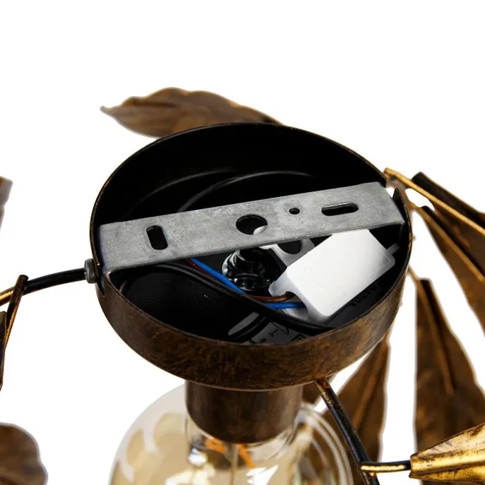 Vintage plafondlamp antiek goud 30 cm - Linden