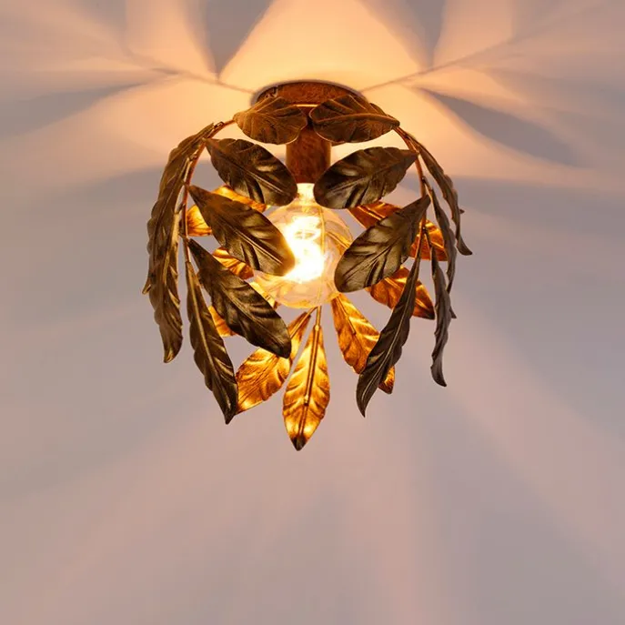 Vintage plafondlamp antiek goud 30 cm - Linden