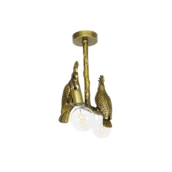 Vintage plafondlamp messing 2-lichts - Animal Papegoje