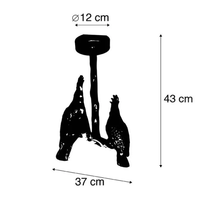 Vintage plafondlamp messing 2-lichts - Animal Papegoje