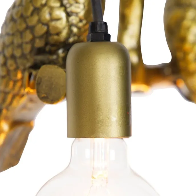 Vintage plafondlamp messing 2-lichts - Animal Papegoje