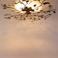 Vintage plafondlamp zwart met goud 80 cm 4-lichts - Foglie