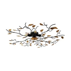 Vintage plafondlamp zwart met goud 80 cm 4-lichts - Foglie