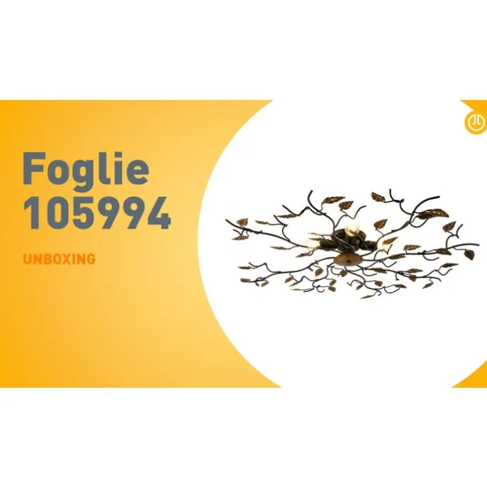 Vintage plafondlamp zwart met goud 80 cm 4-lichts - Foglie