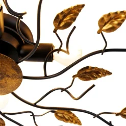 Vintage plafondlamp zwart met goud 80 cm 4-lichts - Foglie