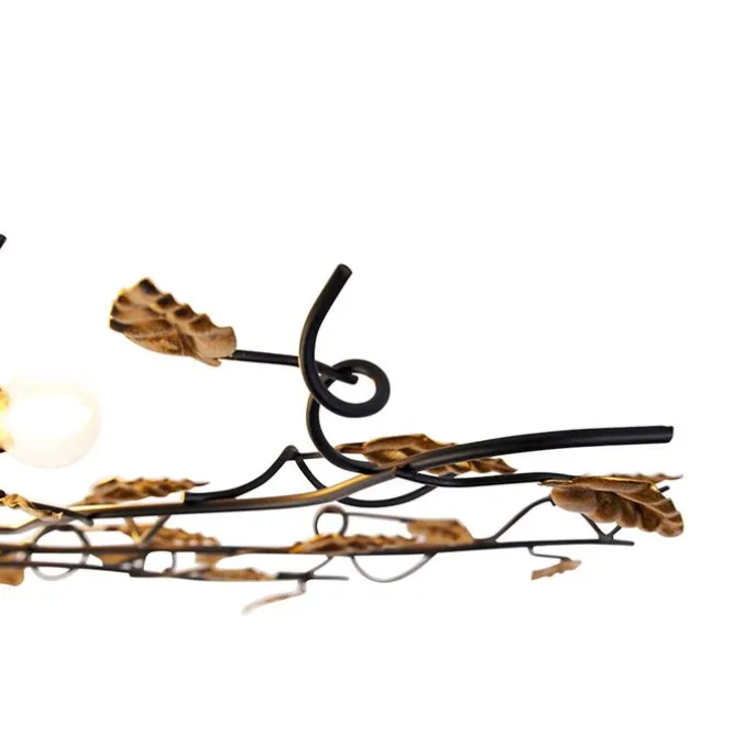 Vintage plafondlamp zwart met goud 80 cm 4-lichts - Foglie