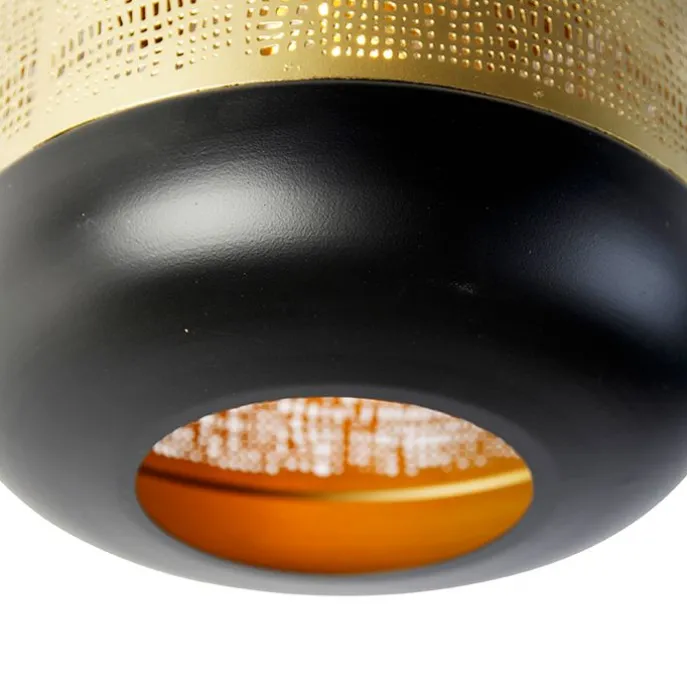 Vintage plafondlamp zwart met messing - Kayleigh