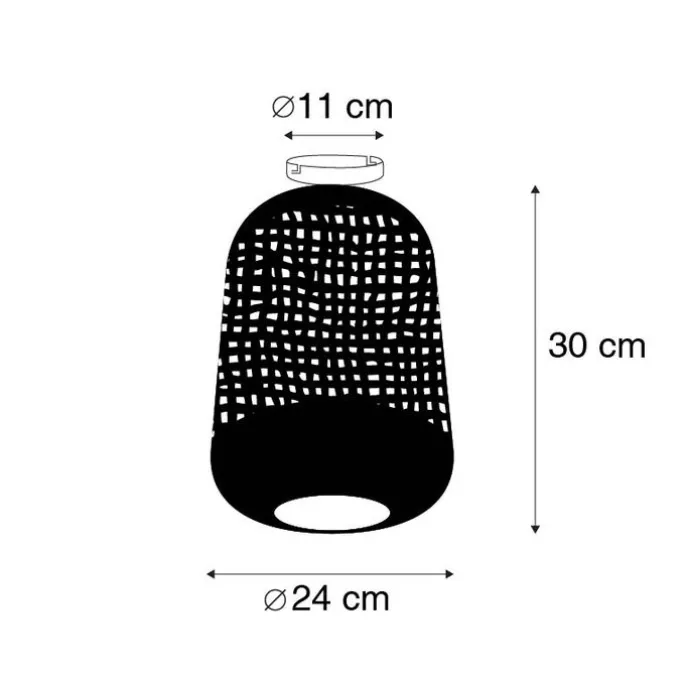 Vintage plafondlamp zwart met messing - Kayleigh