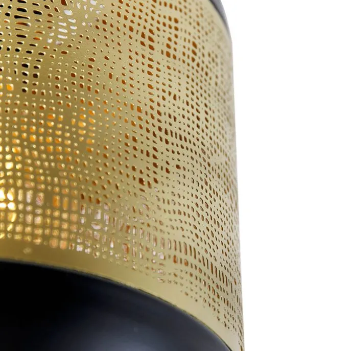 Vintage plafondlamp zwart met messing - Kayleigh