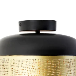 Vintage plafondlamp zwart met messing - Kayleigh