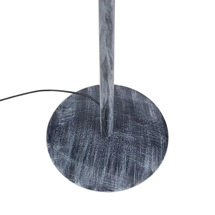 Vintage vloerlamp antiek grijs kap bloemen dessin 40 cm - Simplo