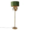 Vintage vloerlamp antiek goud met kap groen - Linden