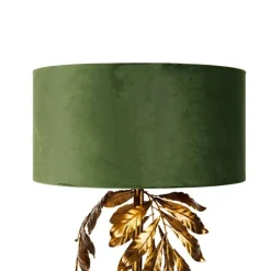 Vintage vloerlamp antiek goud met kap groen - Linden