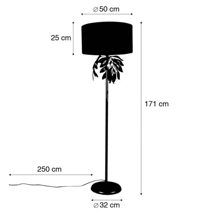 Vintage vloerlamp antiek goud met kap groen - Linden