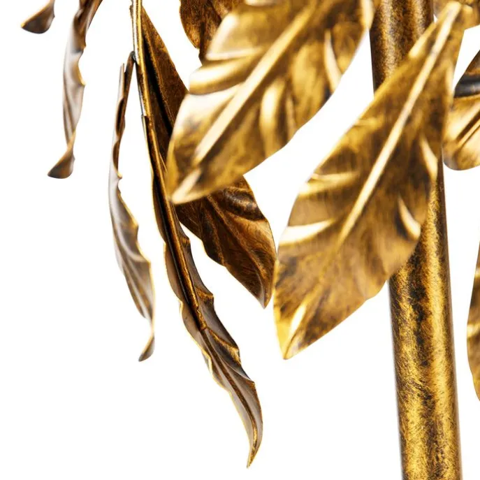 Vintage vloerlamp antiek goud met kap groen - Linden