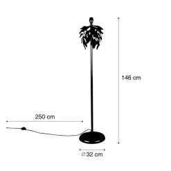 Vintage vloerlamp antiek goud 30 cm zonder kap - Linden