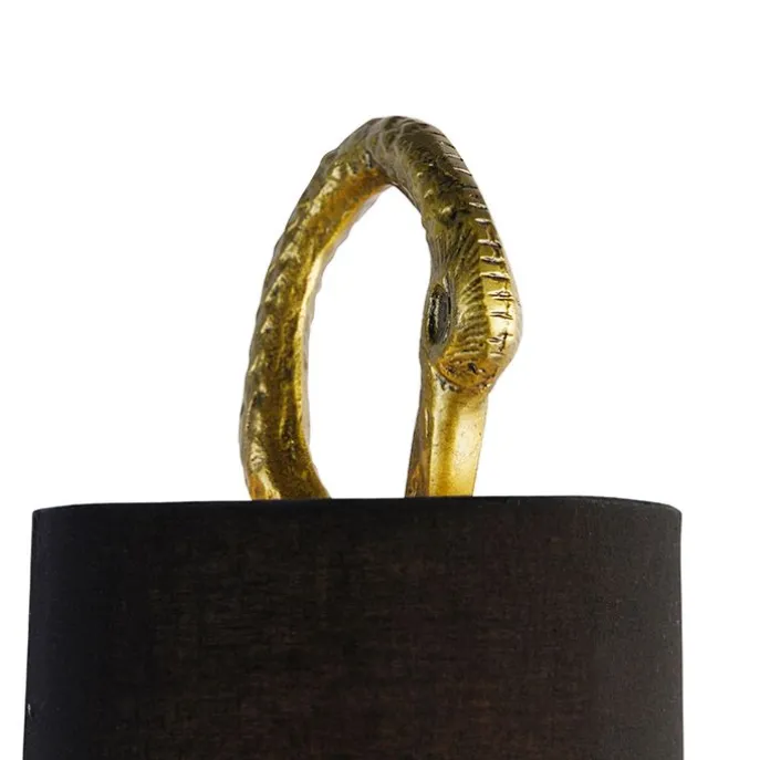 Vintage vloerlamp messing stoffen kap zwart - Animal Kraanvogel