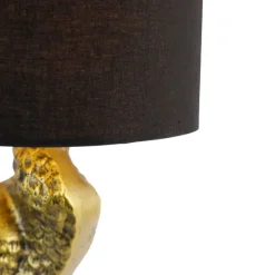 Vintage vloerlamp messing stoffen kap zwart - Animal Kraanvogel