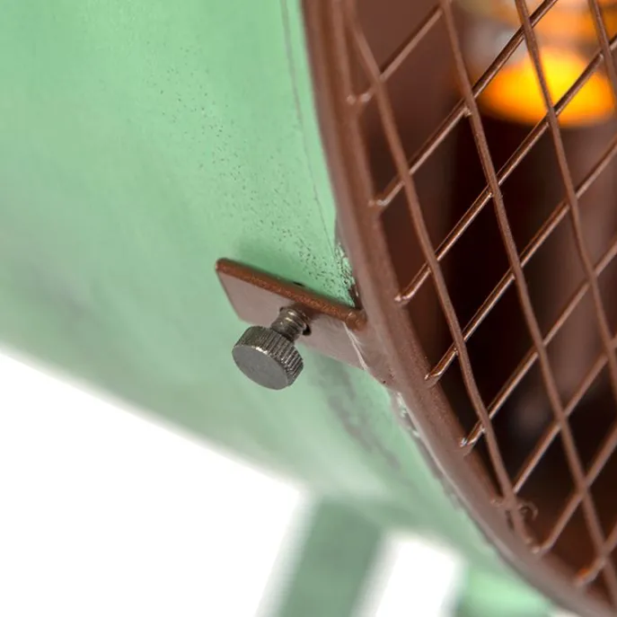 Vintage vloerlamp op bamboo driepoot groen met koper - Barrel