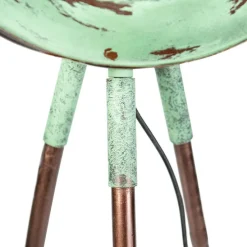 Vintage vloerlamp op bamboo driepoot groen met koper - Barrel