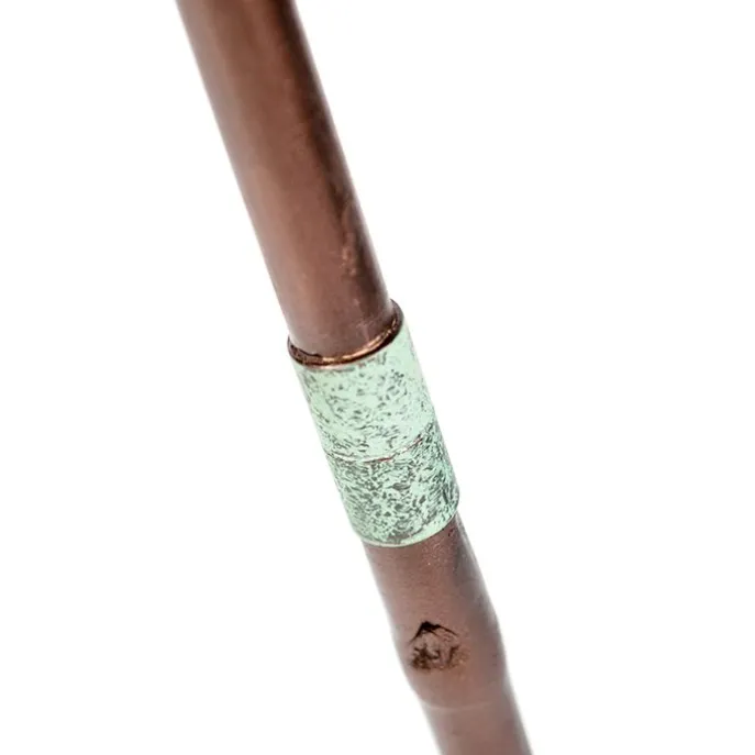 Vintage vloerlamp op bamboo driepoot groen met koper - Barrel