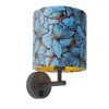 Vintage wandlamp donkergrijs met velours kap vlinder - Combi