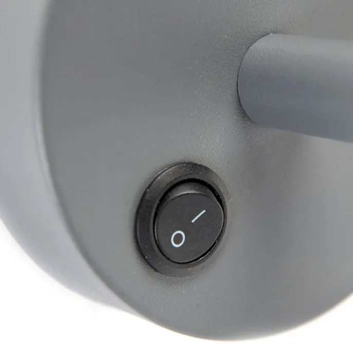 Vintage wandlamp donkergrijs met velours kap vlinder - Combi