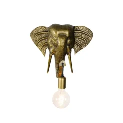 Vintage wandlamp goud - Animal Elefant