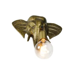 Vintage wandlamp goud - Animal Elefant