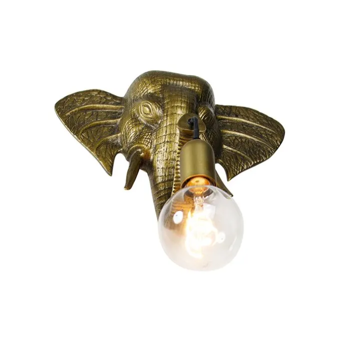 Vintage wandlamp goud - Animal Elefant