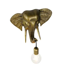 Vintage wandlamp goud - Animal Elefant