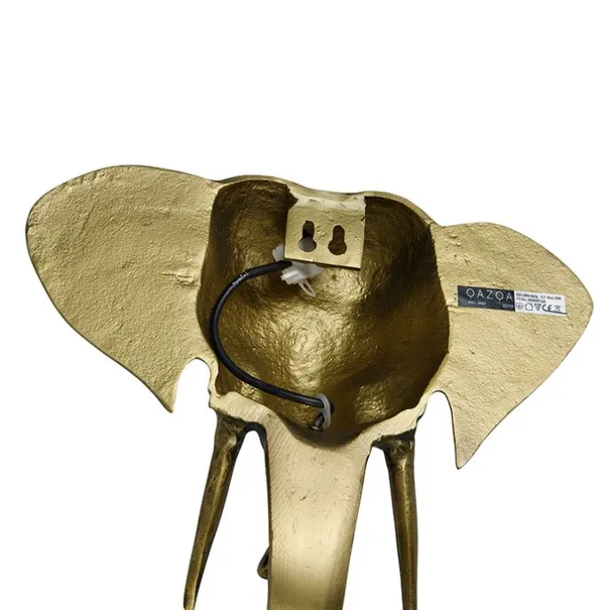 Vintage wandlamp goud - Animal Elefant