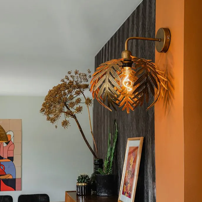 Vintage wandlamp goud 25 cm - Botanica
