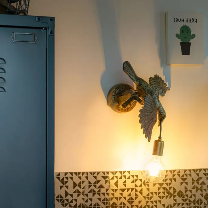 Vintage wandlamp messing - Animal Fugl