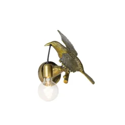 Vintage wandlamp messing - Animal Fugl