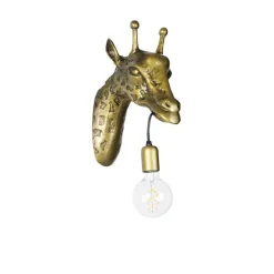 Vintage wandlamp messing - Animal Giraf