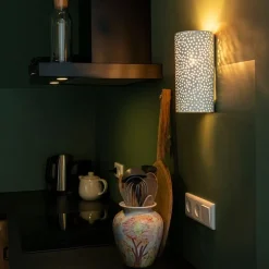 Vintage wandlamp wit gips cilindervormig - Mahou