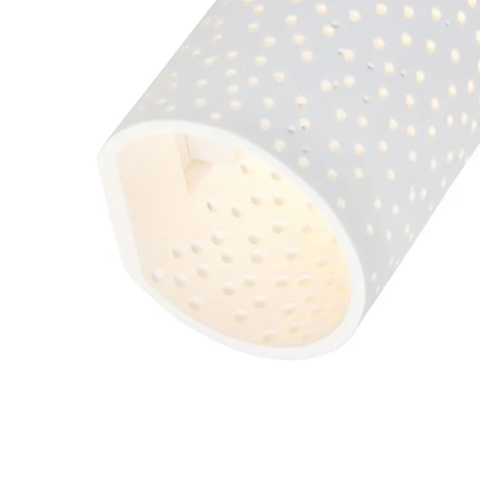 Vintage wandlamp wit gips cilindervormig - Mahou