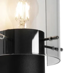 Vintage wandlamp zwart met smoke glas - Vidra