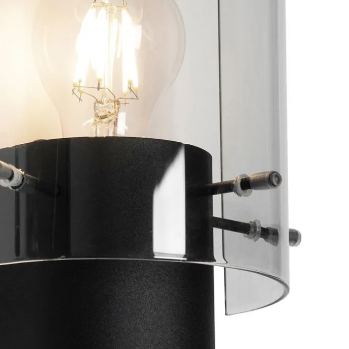 Vintage wandlamp zwart met smoke glas - Vidra