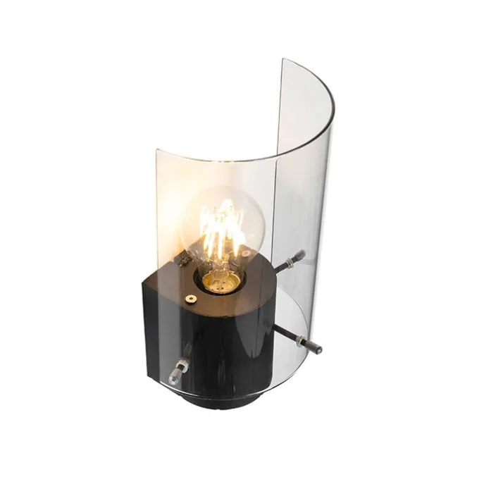 Vintage wandlamp zwart met smoke glas - Vidra