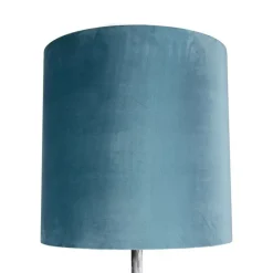 Vloerlamp antiek grijs velours kap blauw 40 cm - Simplo